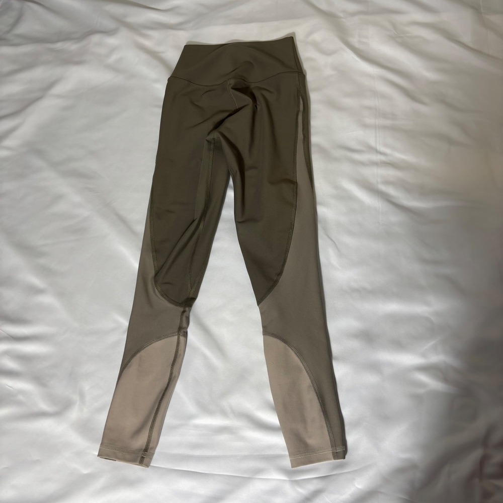 YPB sculptLUX High Rise Colorblock Leggings Olive Tan XXS Short Abercrombie - Picture 2 of 4
